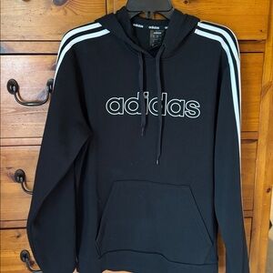 Adidas Men’s Medium Black Hoodie with White Accents